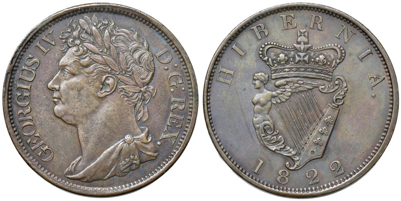 IRLANDA Giorgio IV (1820-1830) Penny 1822 - KM 151 CU (g 17,64) 
SPL+