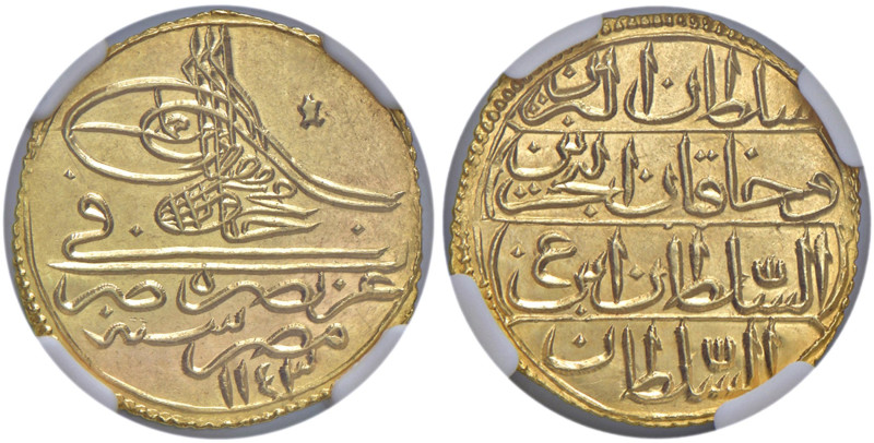 TURCHIA Mahmud I (1730-1754) Zeri Mahbub AH1143 (1730) - KM 222 AU In slab NGC n...