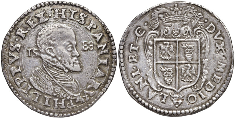 MILANO Filippo II d'Asburgo (1556-1598) Scudo 1588 - MIR 308/14 AG (g 31,86) 
q...