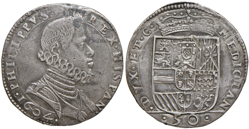 MILANO Filippo III d'Asburgo (1598-1621) 50 Soldi 1604 - MIR 344/1 AG (g 14,01) ...