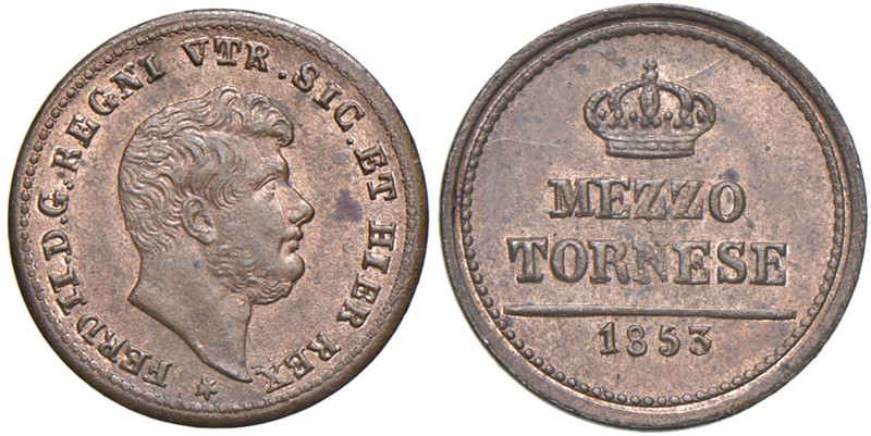 NAPOLI Ferdinando II di Borbone (1830-1859) Mezzo Tornese 1853 - Nomisma 1275 CU...