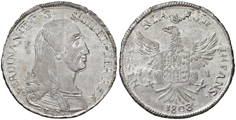 PALERMO Ferdinando III di Borbone (1759-1816) 12 tarì 1803 - MIR 639/5 AG (g 27,...