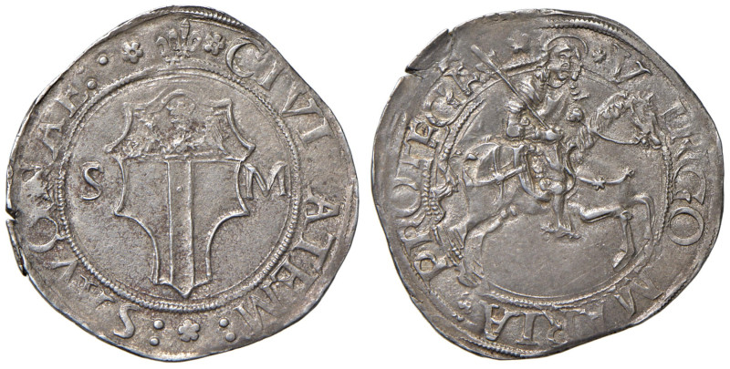 SAVONA Francesco I Re di Francia (1515-1528) Cavallotto - MIR 562/1 AG (g 3,51) ...