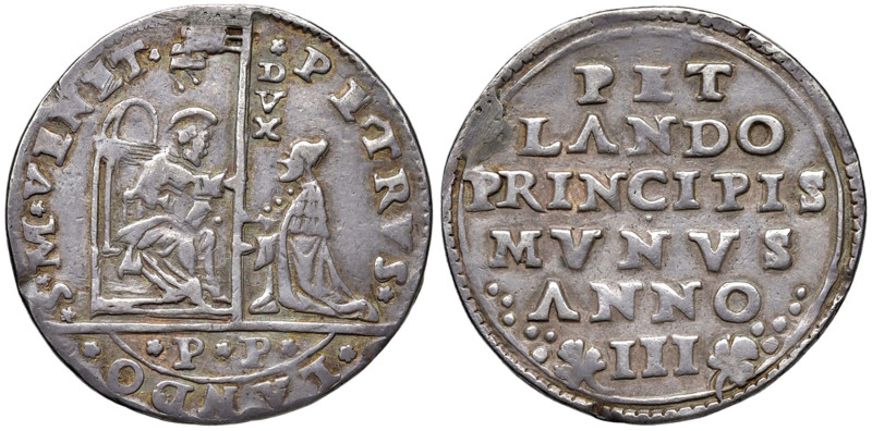 VENEZIA Pietro Lando (1539-1545) Osella an. III (1541) - Pao. 21 AG (g 9,17) RR ...