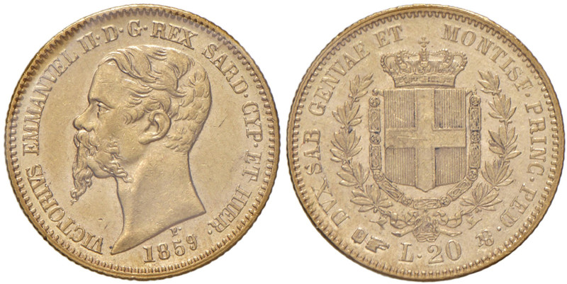 Vittorio Emanuele II (1849-1861) 20 Lire 1859 T - Nomisma 759 AU Periziato da Nu...