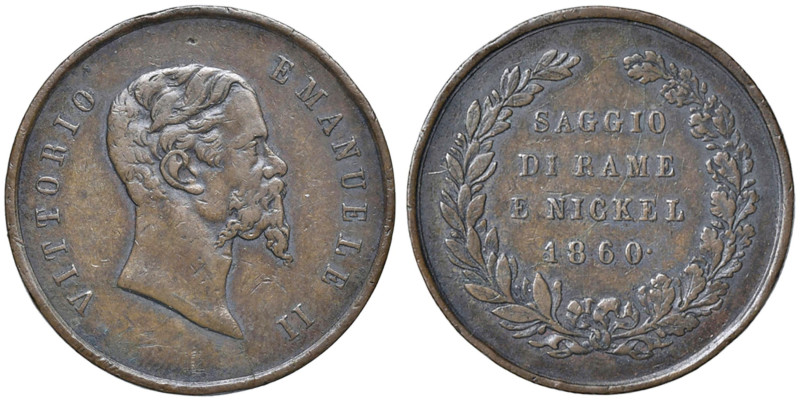 Vittorio Emanuele II (1859-1861) Saggio di rame e nichel 1860 - Luppino PP80 AE ...