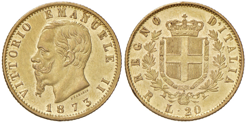 Vittorio Emanuele II (1861-1878) 20 Lire 1873 R - Nomisma 862 AU RRR Graffietti ...