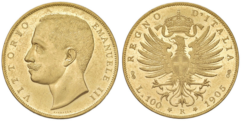 Vittorio Emanuele III (1900-1946) 100 Lire 1905 - Nomisma 1046 AU RR 
SPL+/qFDC