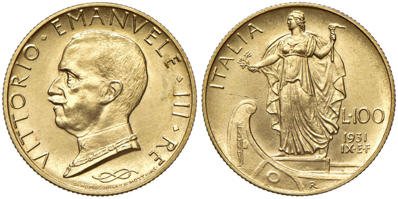 Vittorio Emanuele III (1900-1946) 100 Lire 1931 an. IX - Nomisma 1055 AU Segnett...