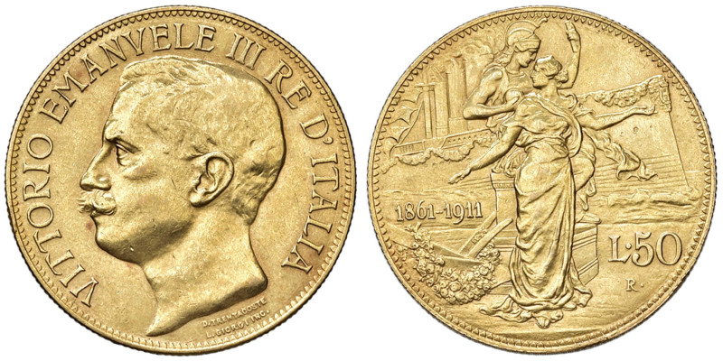 Vittorio Emanuele III (1900-1946) 50 Lire 1911 - Nomisma 1066 AU R Hairlines da ...