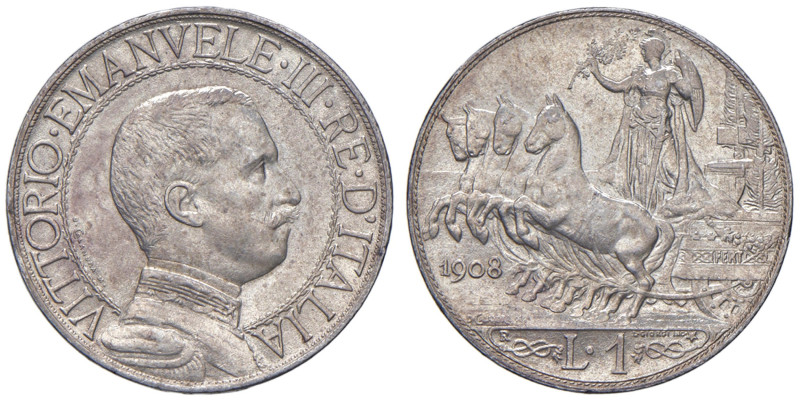 Vittorio Emanuele III (1900-1946) Lira 1908 - Nomisma 1198 AG R
qFDC