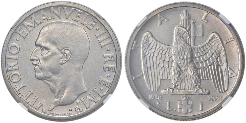 Vittorio Emanuele III (1900-1946) Lira 1938 An. XVII - Nomisma 1221 NI RRRR Mone...