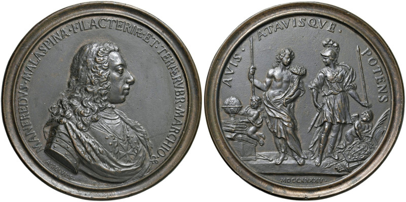 Manfredi Malaspina (1720-1787) Medaglia fusa 1745 A ricordo del Marchese di Fila...