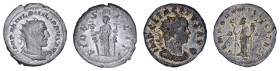 Rome, 2 coin lot, (2) Antoninianus 244-249 AD & 275-276 AD; both in about F condition

Philip I, Antoninianus 244-49 AD, VF+

Tacitus, Antoninianus 27...