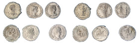 Rome, 6 coin lot of Denarius, from AD 138- AD 211. All in F-VF condition.

Antoninus Pius, AD 138-161, F-VF condition.

(3) Geta, AD 209-212, VF,VF an...