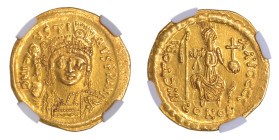 Byzantine Empire, Justin II AD 565-578, AV Solidus

Graded Ch AU Strike: 5/5 Surface: 4/5 by NGC. 

rv Constantinopolis std.