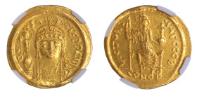 Byzantine Empire, Justin II AD 565-578, AV Solidus

Graded Ch AU Strike: 5/5 Surface: 5/5 by NGC. 

rv Constantinopolis std.