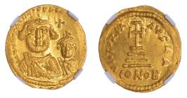 Byzantine Empire, Heraclius+Her.Constantine, AV Solidus

Graded MS Strike: 4/5 Surface: 4/5 by NGC. 

rv cross potent on steps