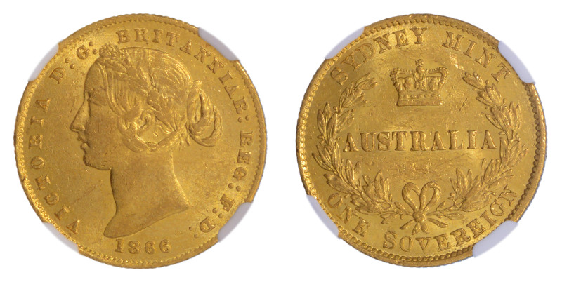 Australia 1866, Sovereign.

Graded AU 58 by NGC.

 

.2354 oz.

KM-4