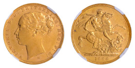 Australia 1884M, Sovereign, St. George.

Graded MS 62 by NGC. Only 13 coins graded higher at NGC.

 

.2354 oz.

KM-7