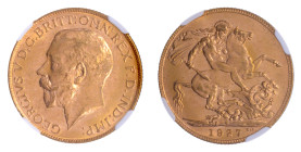 Australia 1927P, Sovereign. Graded MS 63 by NGC.

Graded MS 63 by NGC. Only 2 coins graded higher by NGC.

.2354 oz.

KM-29