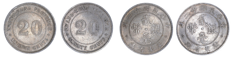 China Kwangtung Province 1922-1923, 2 coin lot, 20 Cents. 

20 Cents 11 (1922), ...