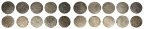 Tibet c.1882-1907, 10 coin lot, 1 Tanka. EF-AU condition.