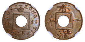 Hong Kong 1866, Mil.

Graded MS 64 BN by NGC. 

KM-3