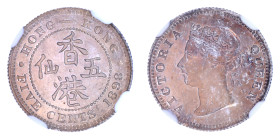 Hong Kong 1898, 5 Cents.

Graded MS 63 by NGC. 

KM-5