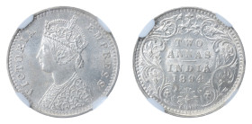 British India 1894B, 2 Anna.

Graded MS 65 by NGC. Choice BU, nice silvery/white surfaces.

KM-488