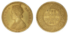 British India 1881, 1 Mohur. EF details. Rim bumps on the obverse.

KM-496