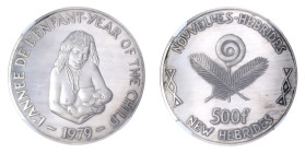 New Hebrid 1979, 500 Francs (Nickel-brass) Year Of The Child

Graded PF 66 CAMEO by NGC. Only 5 coins graded higher by NGC.
