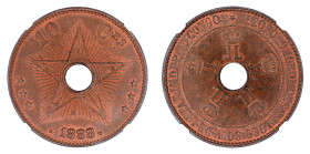 Belgian Congo 1888 10C

Graded MS 64 RB by NGC. Highest graded coin at NGC.

KM-4