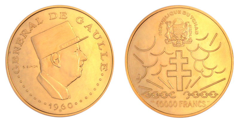 Equatorial Africa Chad 1960(1970)NI, G10.000 Francs, Independence Anniversary, P...
