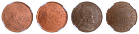 EE1889(1897), 1/32B Silver 1/8 Birr Dies. Brilliant red. Graded MS 65 RD by NGC. Only 8 coins graded higher by NGC. 

KM-10

EE1899A, 1/100 Birr. Nice...