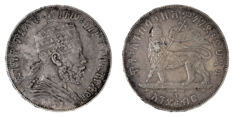 Ethiopia EE 1887 A, 1 Birr. AEF condition

KM-5