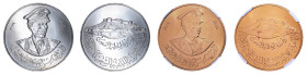 Libya 1979, 2 coin lot, Medallic Coinage, Muammar Gaddafi 10th Anniversary Medal

 16g GOLD coin, Graded MS 65 by NGC. Only 5 coins graded higher by N...