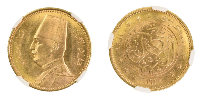 Egypt AH1349//1930, 100 Piastres. Graded MS 63 by NGC. KM-354

.2376 Oz net