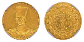 Iran (UNDATED), G2 Tomans, Nasir Al-din Shah.

Graded AU 58 by NGC.Lustrous yellow/gold surfaces.

.1663 oz.

(5.87g)