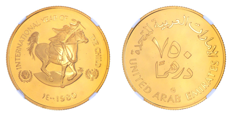 United Arab Emirates AH1400//1980, G750 Dirhams, Year Of The Child.

Graded PF 6...