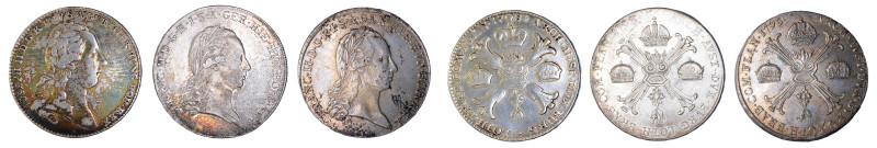 Austrian Netherlands , 3 coin lot from 1784-95, 

1 Kronenthaler 1784, VF detail...