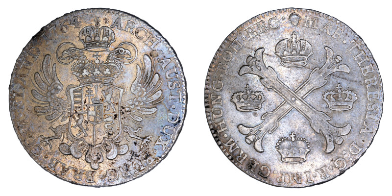 Austrian Netherlands, 1764, 1 Kronenthaler, VF condition.

KM-21, Dav.#1282