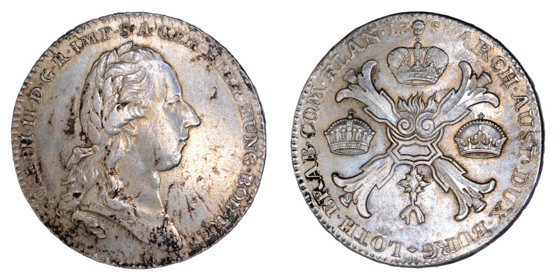 Austrian Netherlands, 1785, 1 Kronenthaler, AEF condition. Evidence of some ligh...