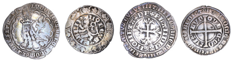 Flanders 1346-1384 (+- 1380), 2 coin lot, Louis de Maele.

1 Gros in fine condit...