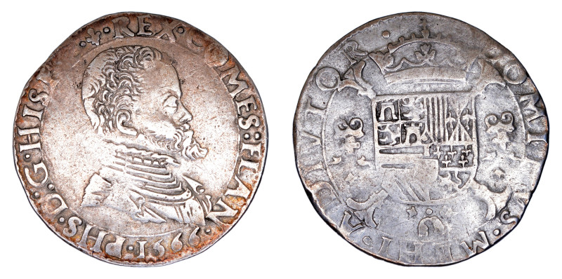 Spanish Netherlands 1566, Bruges, 1/5 Ecu, F-VF condition