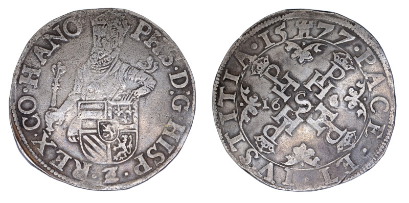 Spanish Netherlands 1577, Mainaut-Mons, 1/2 Ecu, F-VF condition