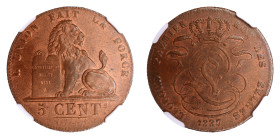 Belgium 1837 5 Cent.

Graded MS 65 RB by NGC. Highest graded coin at NGC.

KM-5.1