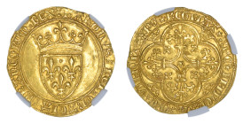ND (1380-1422), Ecu d'or (Au), Charles VI in MS 63 grade by NGC.

Nice yellow/gold colour, smooth and lustrous surfaces

(Fr-291,m Dy-369).