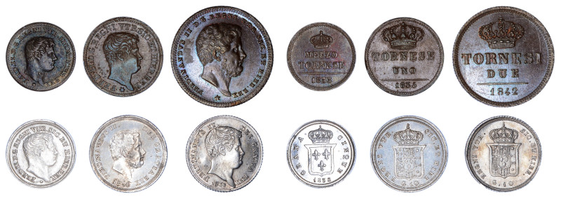 Italian States, Naples, 6 coin lot, from 1833-42. Mostly in EF condition.

1/2 T...