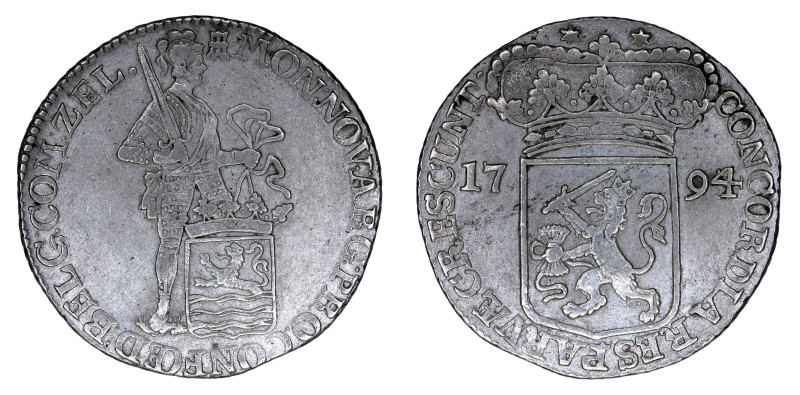 Netherlands 1794/3, Silver Ducat. VF+ condition.

KM-52.4